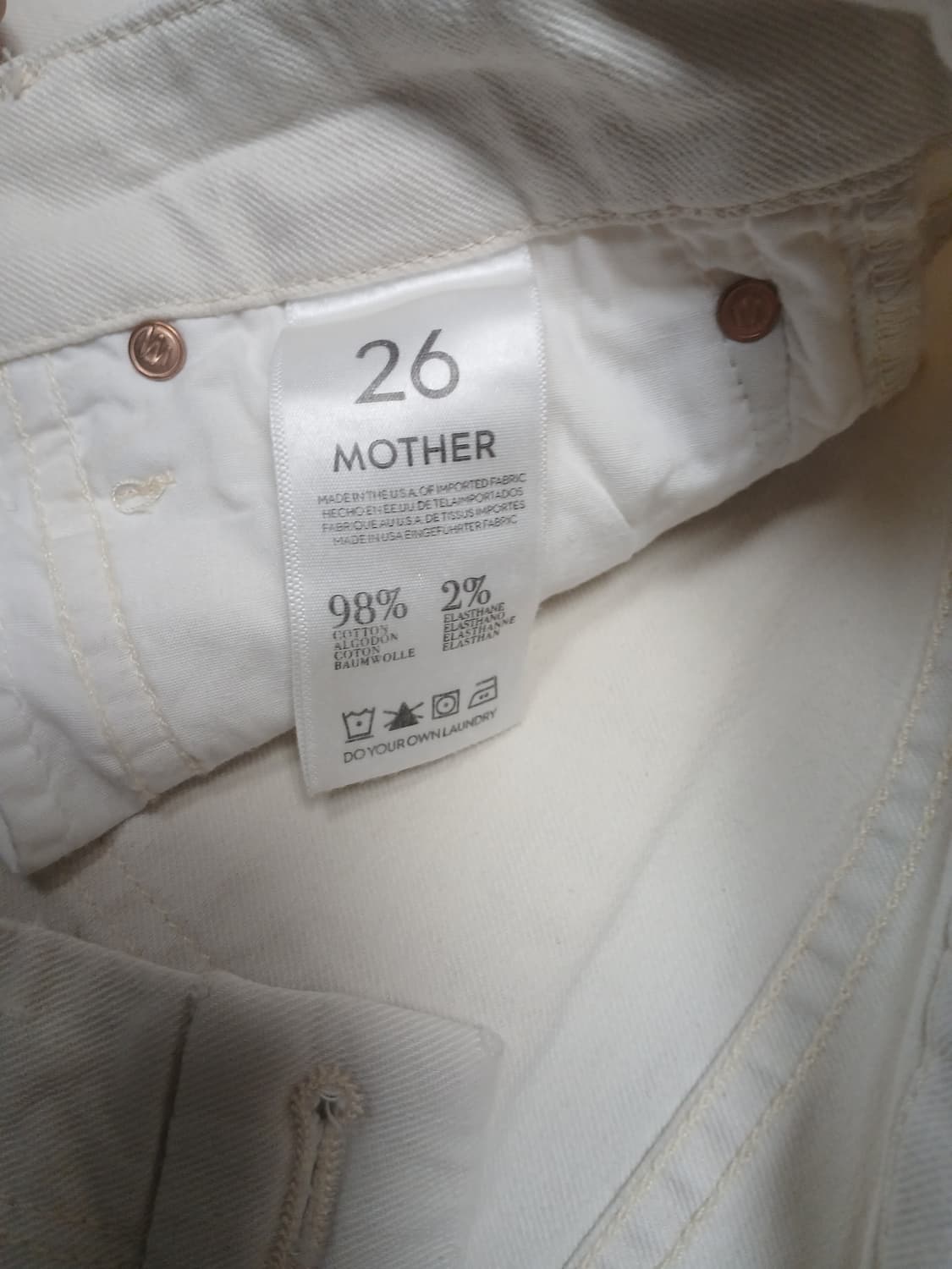 Mother 프리미엄 화이트 데님 팬츠 26  상품이미지6