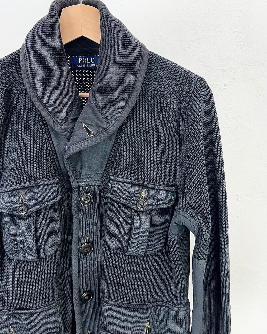 폴로 랄프로렌 숄 카라 텍스처 코튼 보머 자켓 상품이미지3