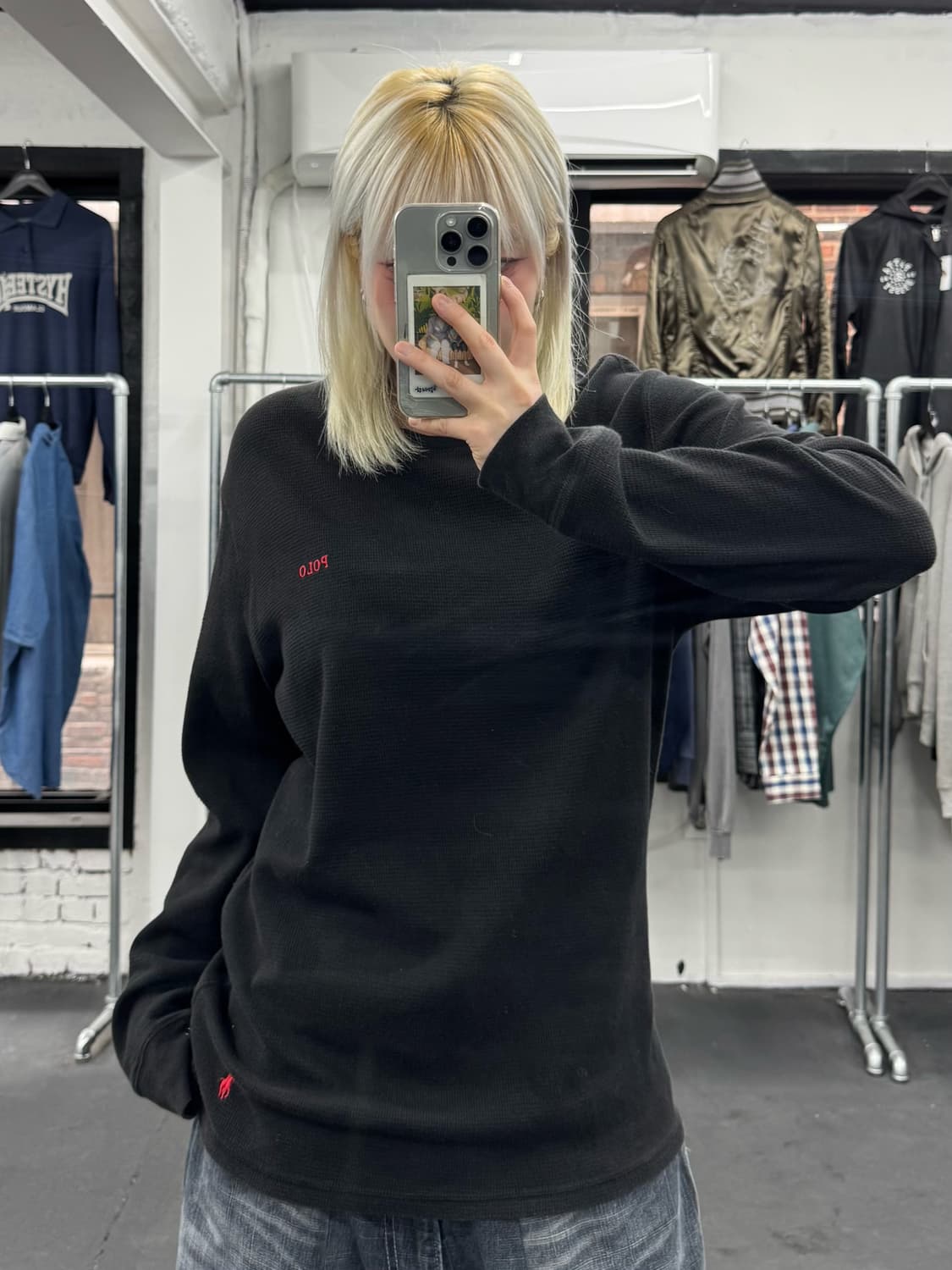 폴로 랄프로렌 스몰로고 와플 롱슬리브 상품이미지1
