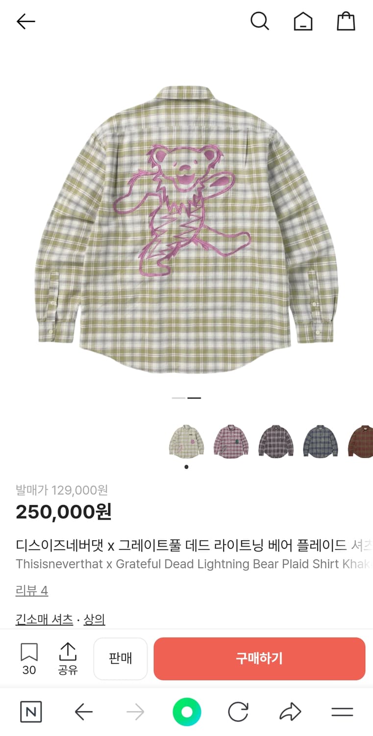 디스이즈네버댓 그레이트풀데드 체크 셔츠 상품이미지2