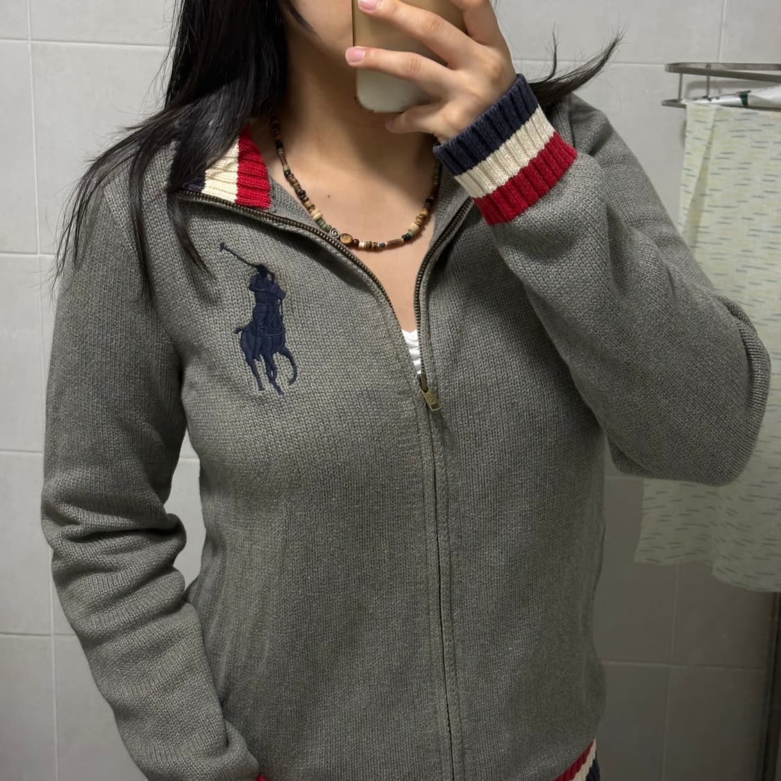 대대장) 폴로 랄프로렌 빅포니 배색 니트집업 상품이미지2