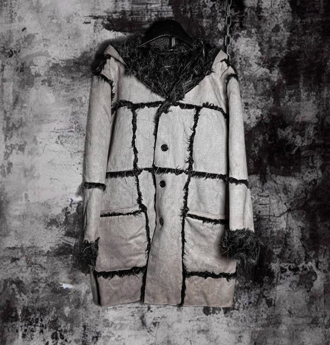 fur-lined patchwork coat 상품이미지2
