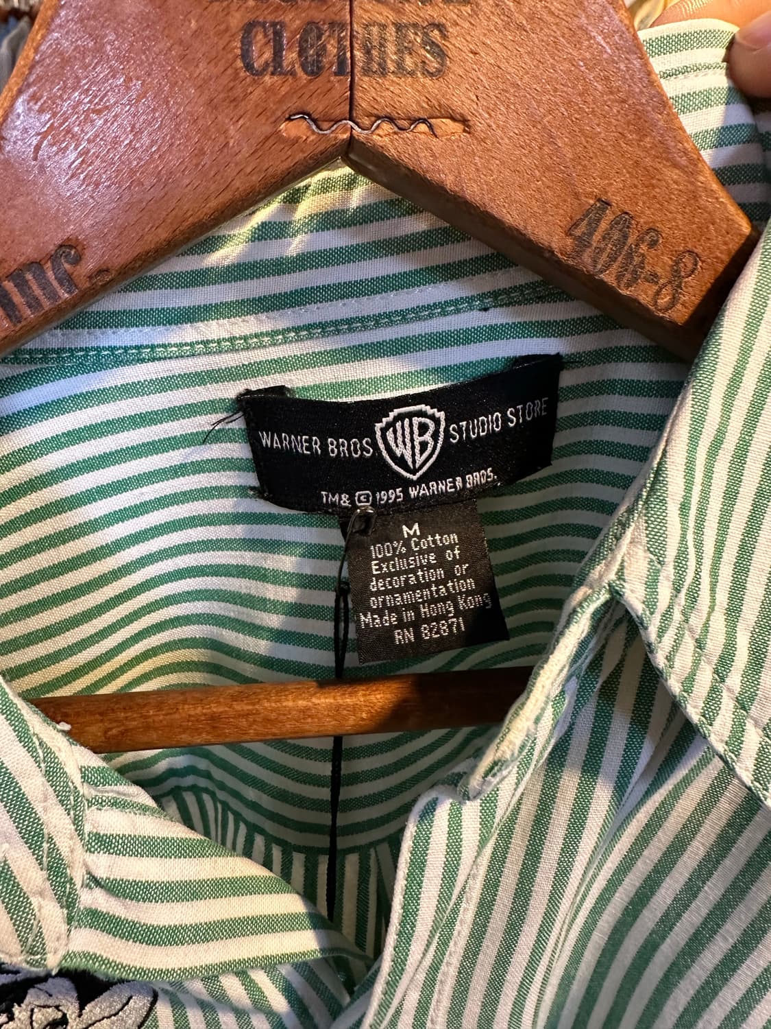 90s 워너브라더스 루니툰 자수 스트라이프 셔츠 1995 상품이미지7
