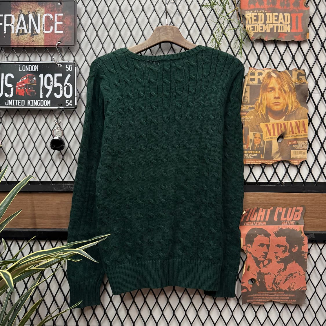 폴로 랄프로렌 케이블 니트 퍼플 포니 로고 포인트 딥그린 상품이미지2