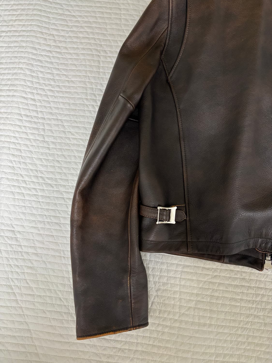 토니웩 레더 빈티지 트리트먼트 크롭 자켓 다크 브라운 L 상품이미지4