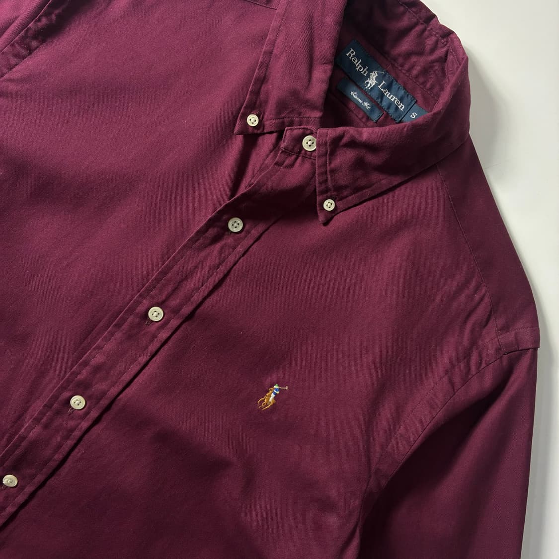 Polo  폴로 랄프로렌 자수 코튼 버건디 솔리드 셔츠  상품이미지3