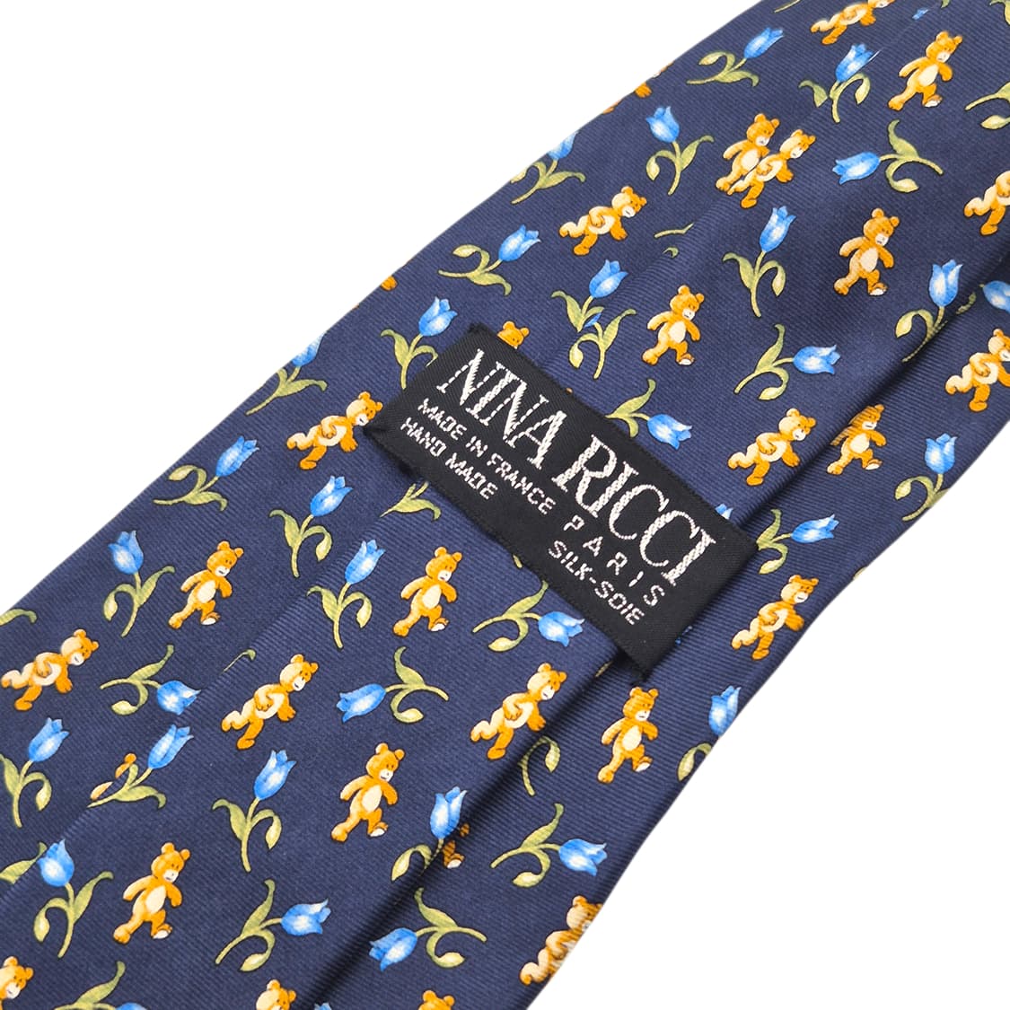 90s 프랑스 니나리치 테디베어 튤립 실크 넥타이 상품이미지2