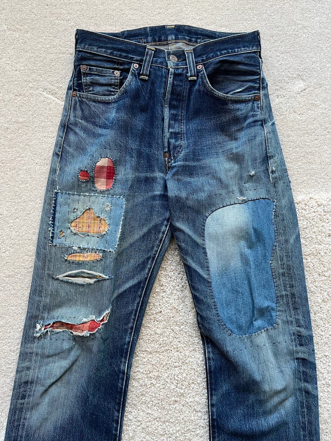 90s 리바이스 501 (555 USA)보로 패치워크 데님 (29-30) 상품이미지5