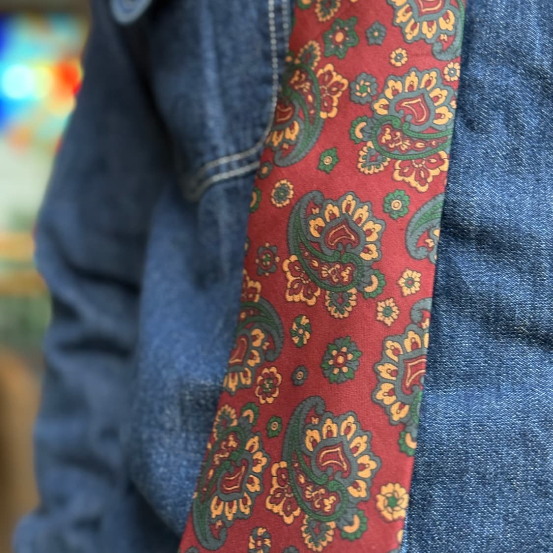 90‘s Aquascutum 페이즐리 패턴 실크타이 상품이미지8