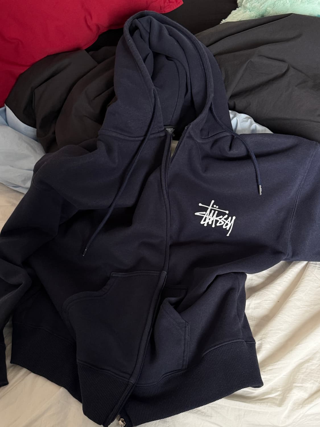 스투시 후드집업 m 네이비 상품이미지2