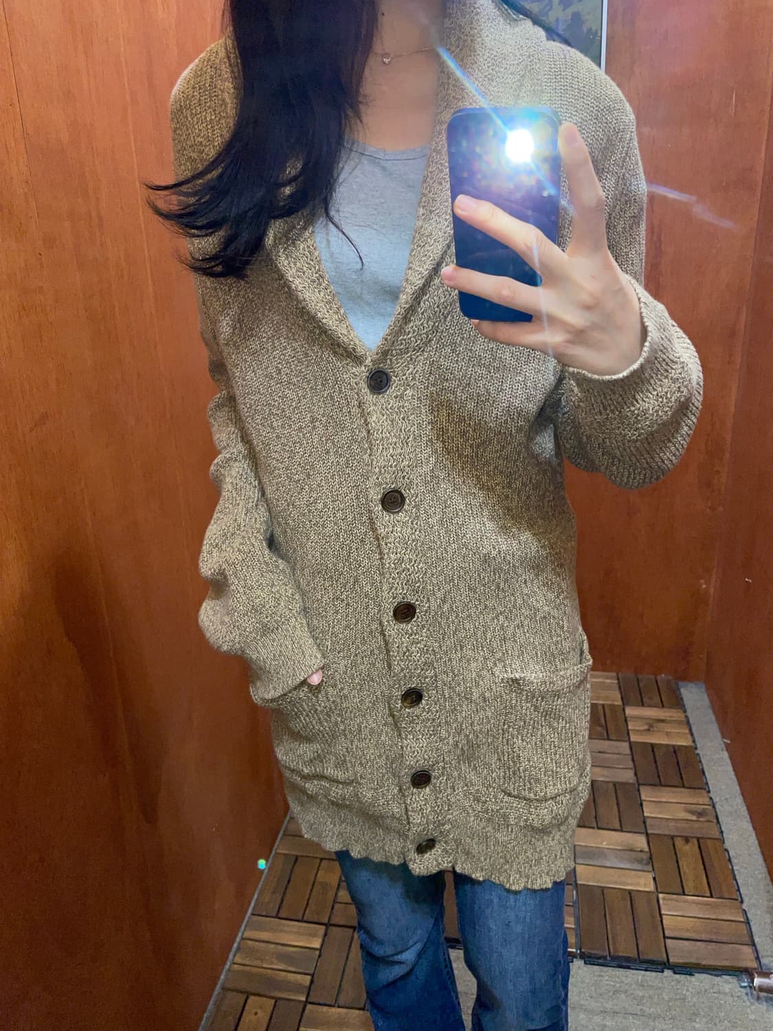 (XL) Lauren 로렌 랄프 로렌 숄 카라 버튼 니트 가디건 상품이미지2