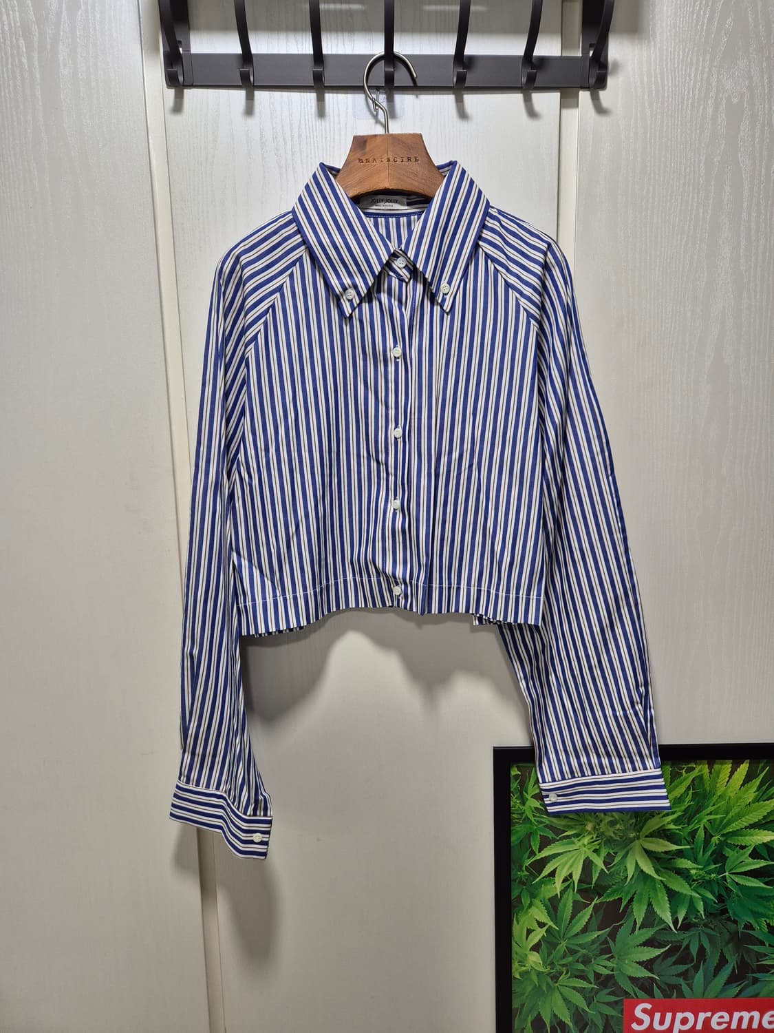 (세일)(새상품) 크롭 스트라이프 셔츠 상품이미지1