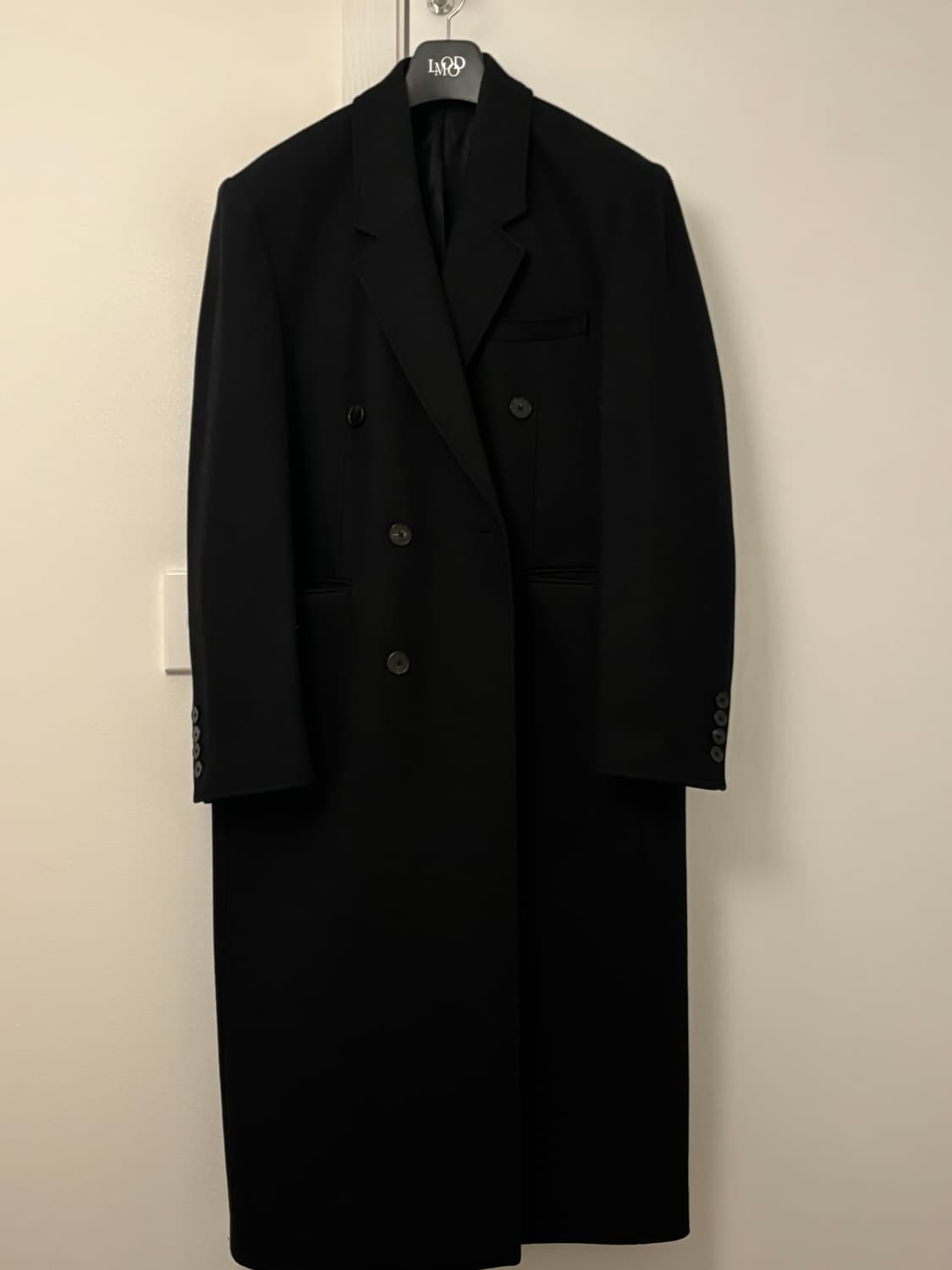 엘무드 그레이웨일 펠트로 더블 코트 블랙 48사이즈 상품이미지1