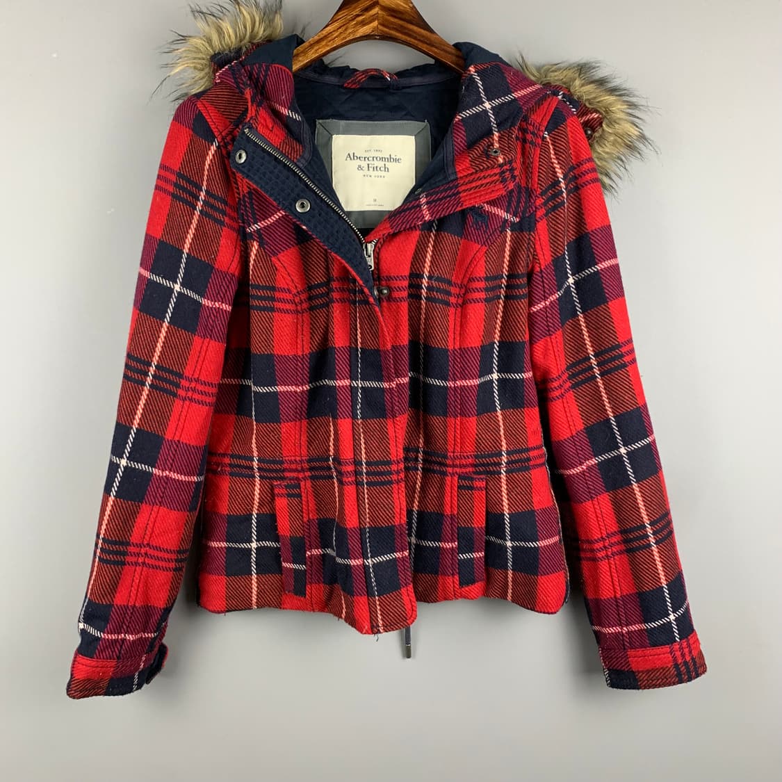 아베크롬비 y2k 와투케 체크 울프죠 울 자켓 상품이미지3