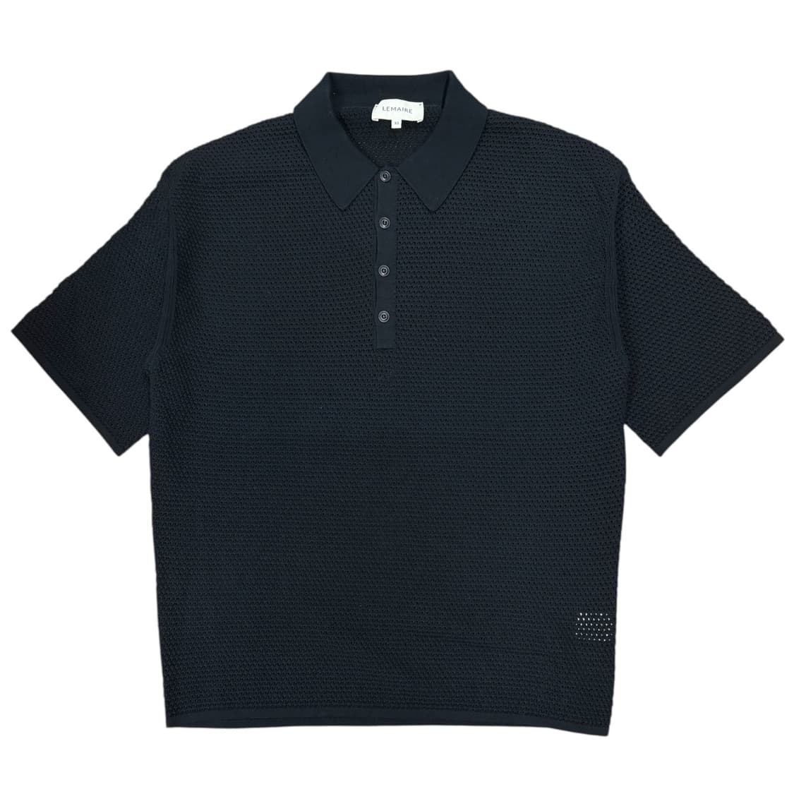 LEMAIRE Black Mesh Knit Polo Shirt 상품이미지1