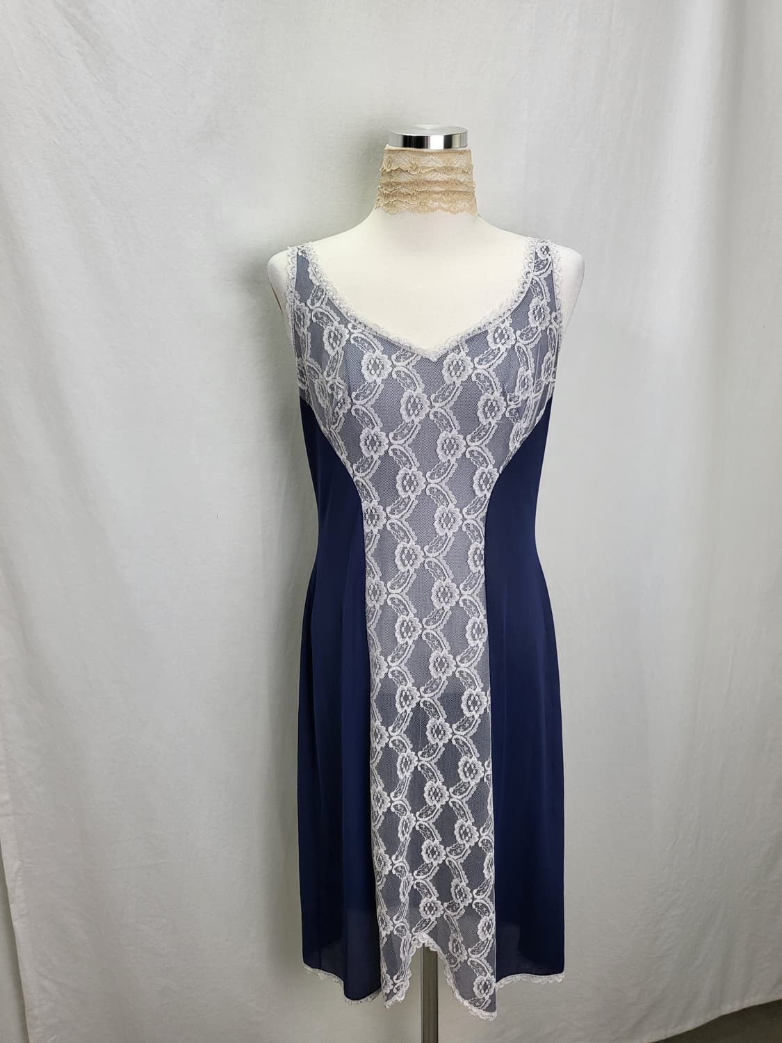 빈티지 딥 네이비 롱 슬립 원피스 상품이미지1