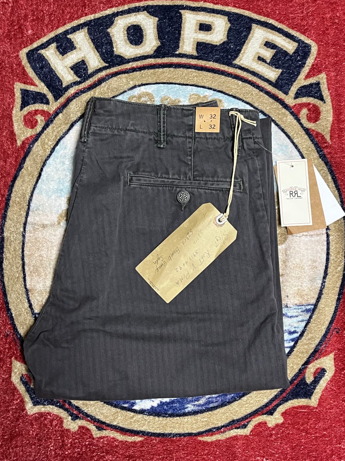 RRL 가먼트다이 헤링본 필드 팬츠 블랙 31 34 36  상품이미지1