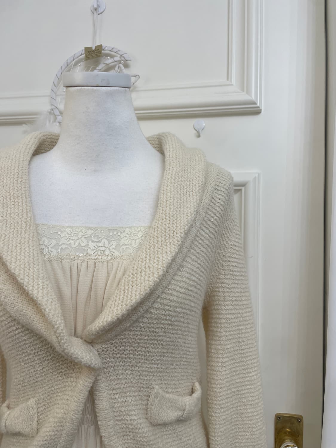 EF-DE ivory bow point collar cardigan 상품이미지7