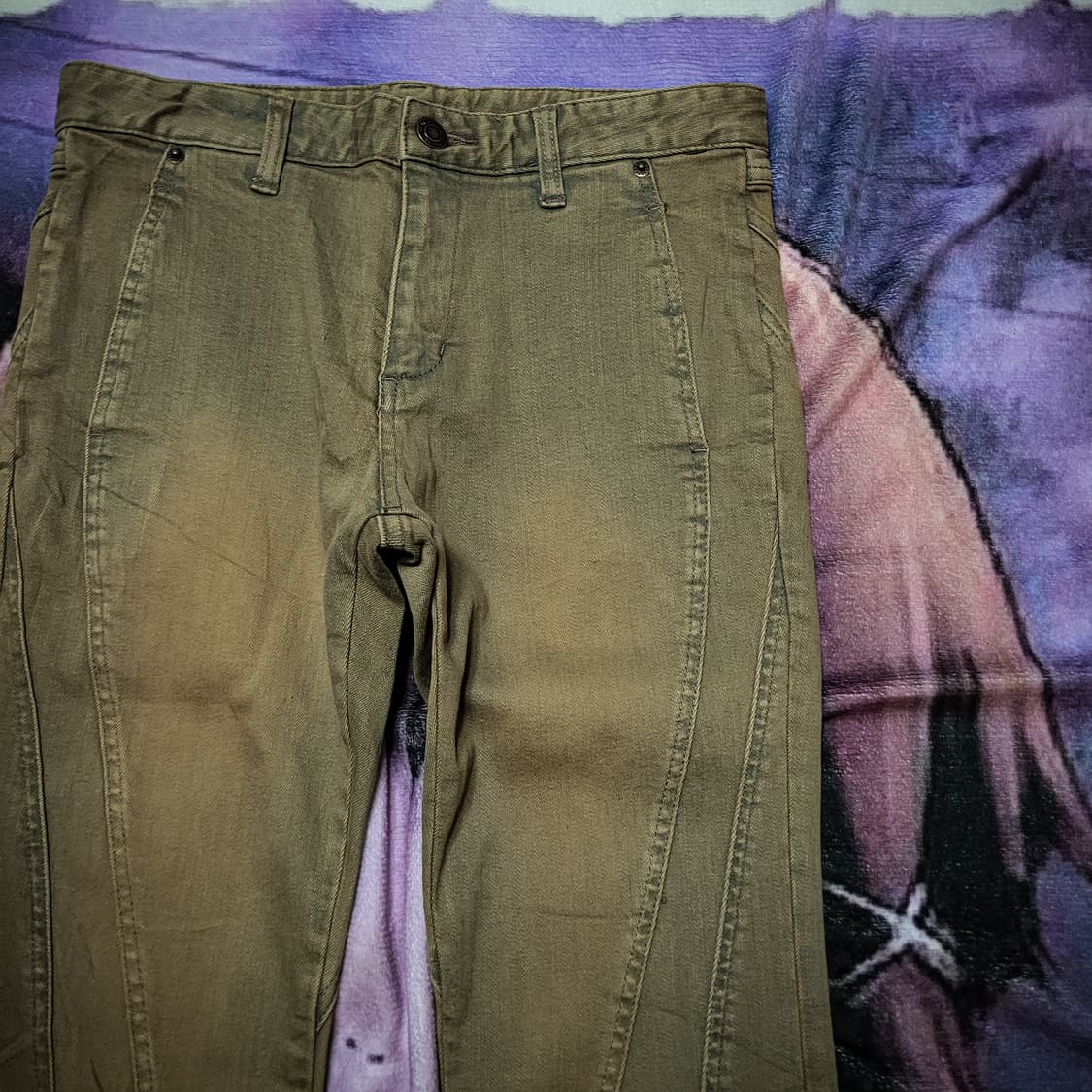 Y2K Earth Tone Flare Seam Denim Pants 상품이미지2