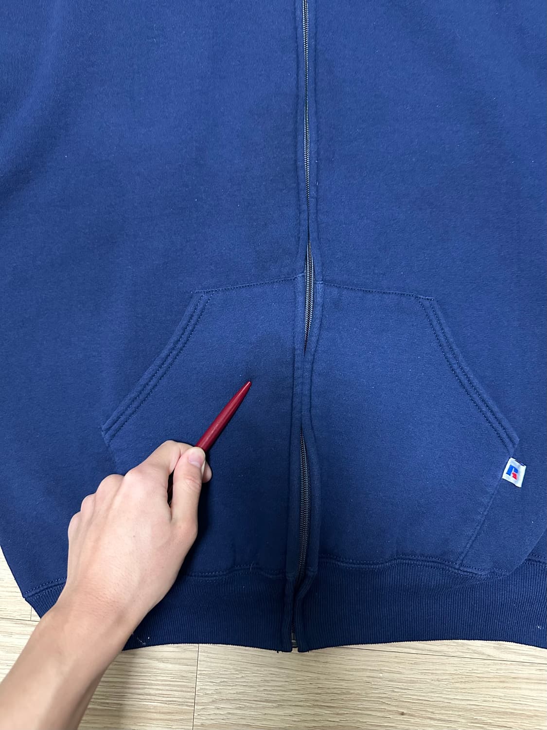 90s 빈티지 러셀 후드집업 네이비 L USA 상품이미지7