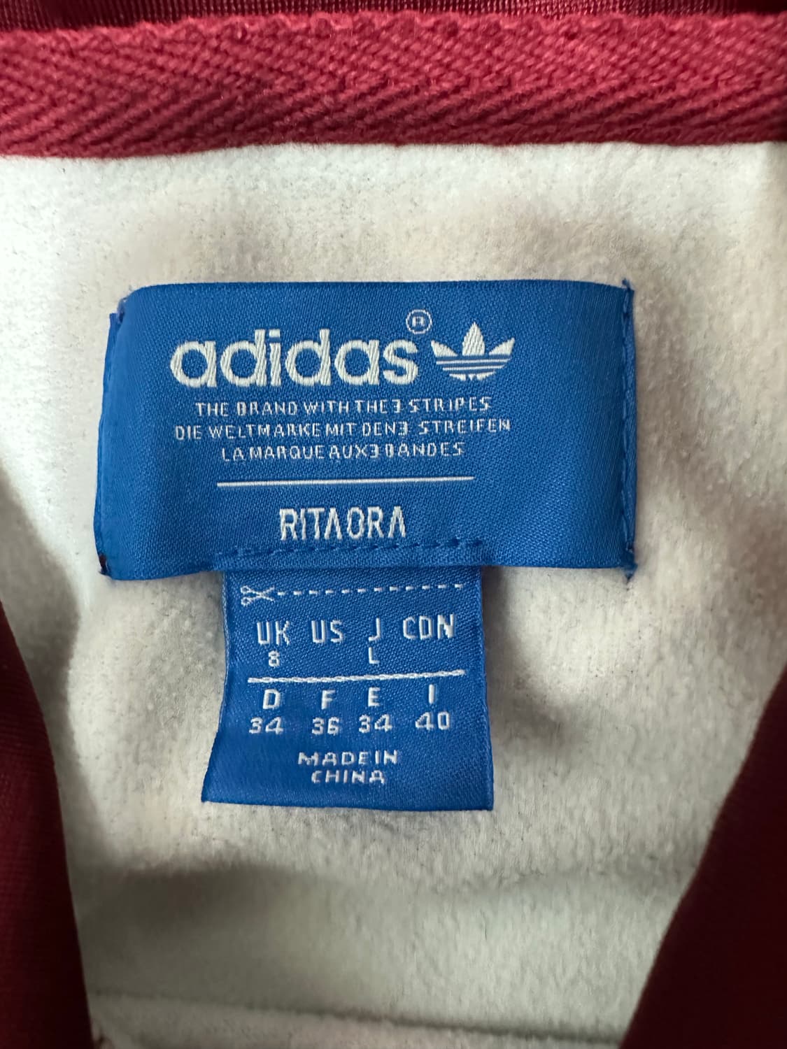 아디다스 3S 버건디 트랙탑 후드티 상품이미지5