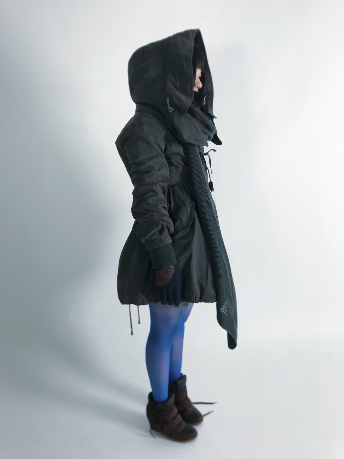 Elle grey punching knit scarf muffler  상품이미지9