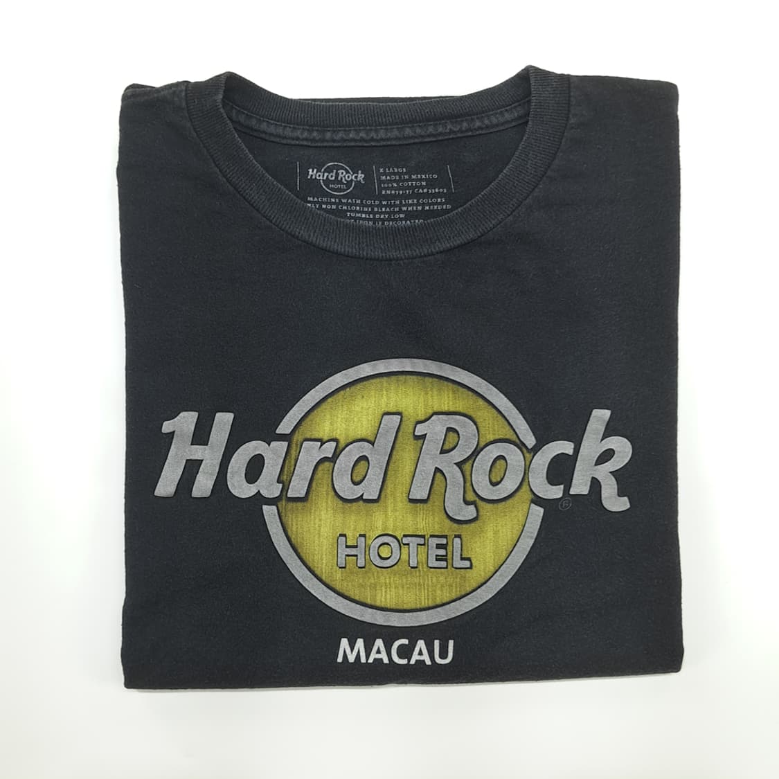 Co672 XL 하드락 호텔 MACAU 빈티지 블랙 반팔 티셔츠 상품이미지6