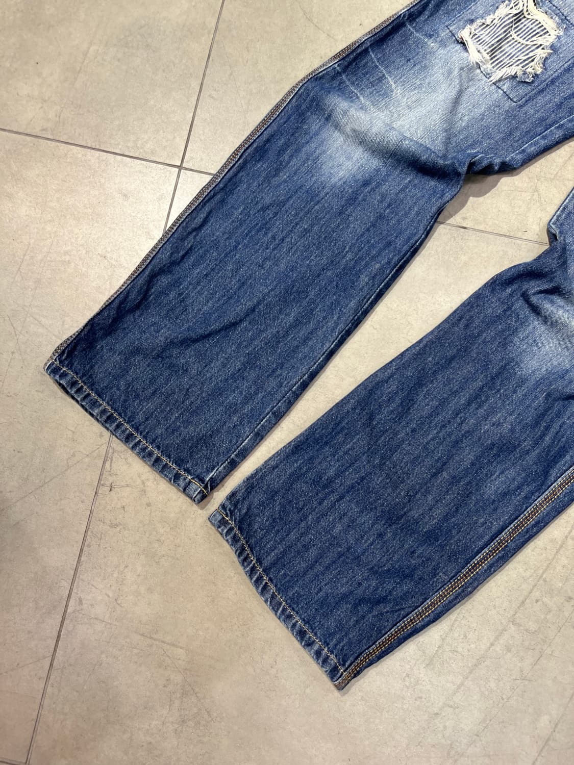 일본 빈티지 자수 데님 오버롤 팬츠 멜빵 바지 상품이미지2