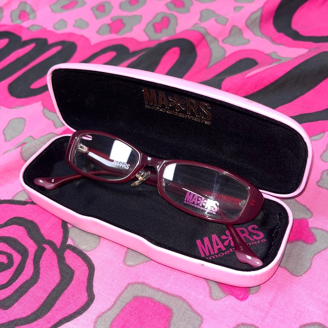MA*RS마즈 각인 큐빅스톤 레드브라운 안경 히메오네갸루 핀터y2k긱시크 상품이미지3