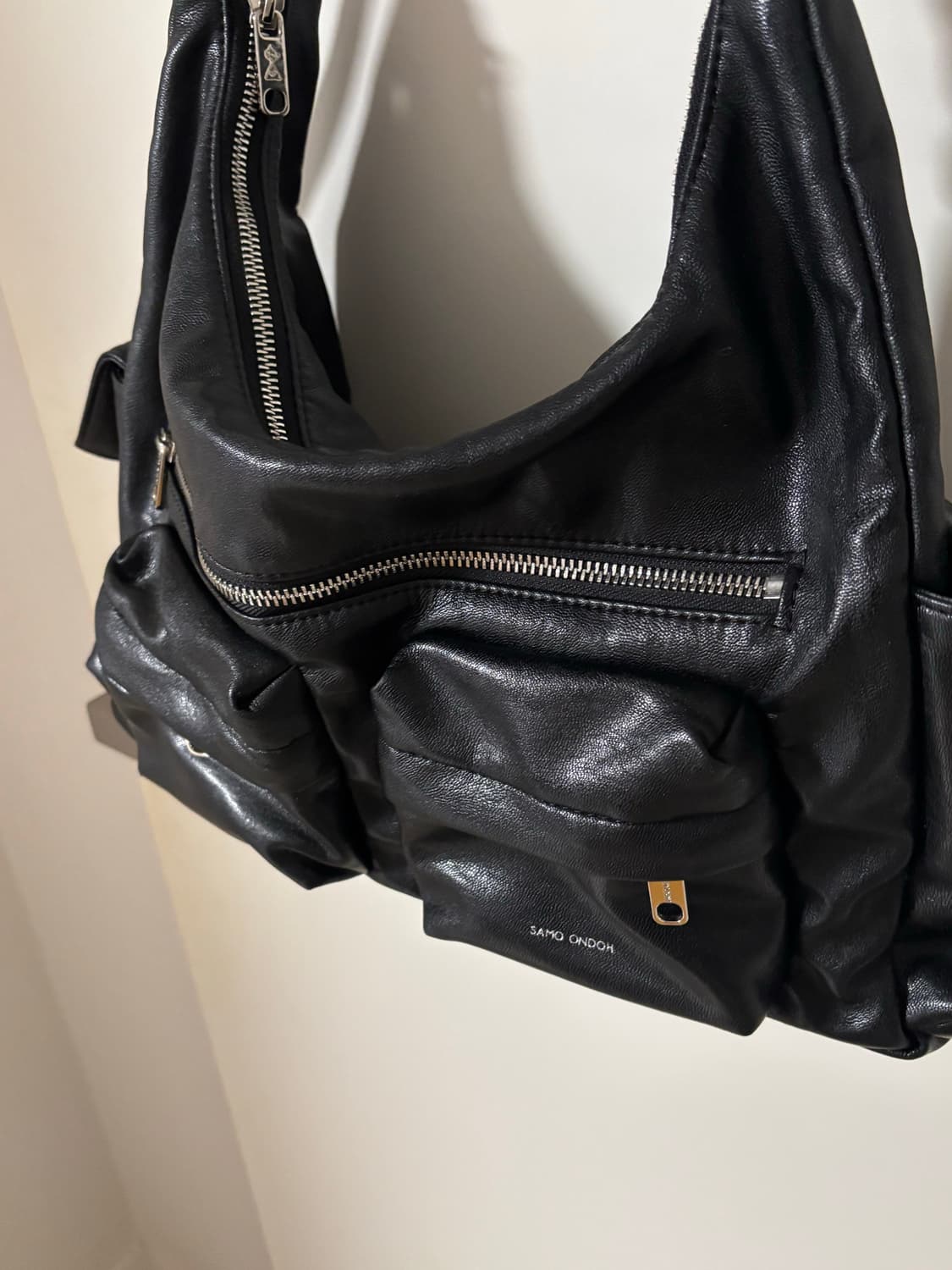 세이모온도 포켓 머그백 라지 블랙 숄더백 크로스백 가방 상품이미지4