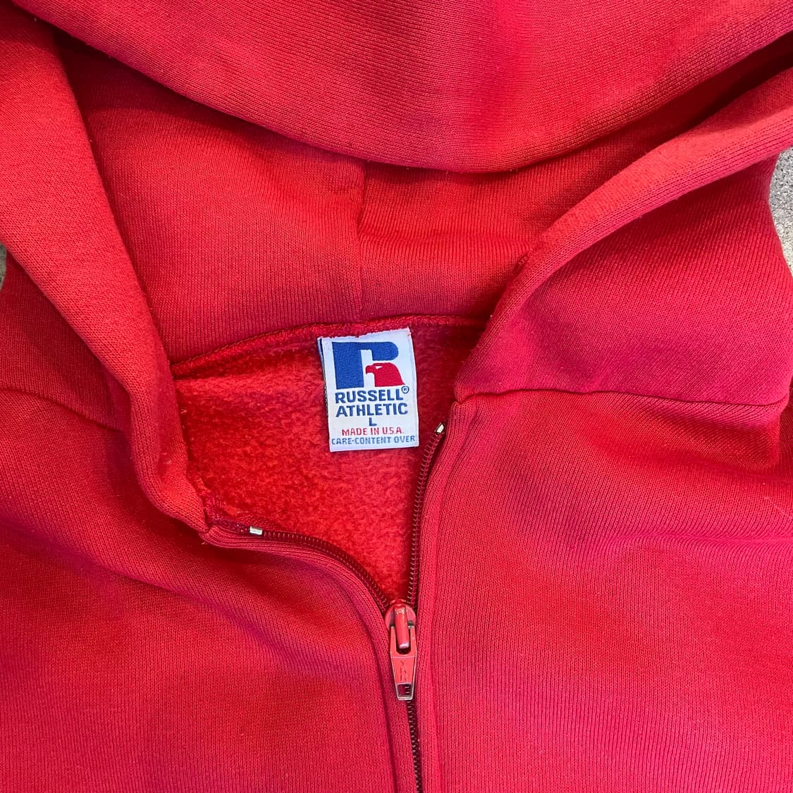 빈티지  러셀 애슬레틱 후드집업 레드 made in usa 상품이미지5