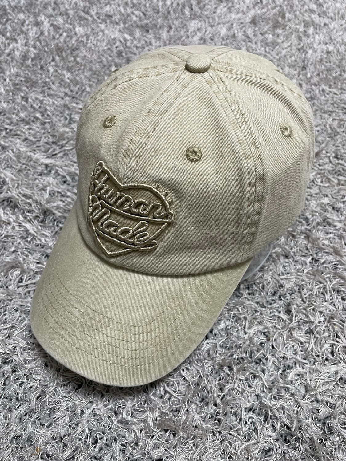 휴먼메이드 로고자수 빈티지워싱 베이지 캡 Free 상품이미지1