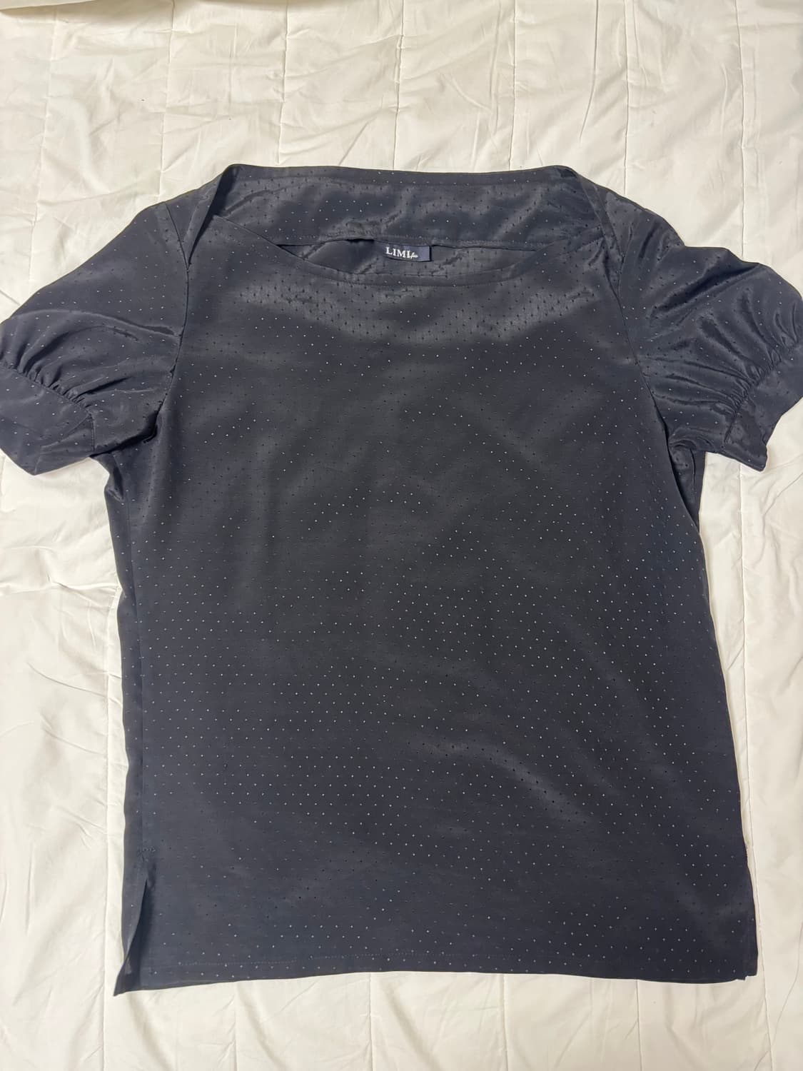 리미 푸 도트 패턴 숏 슬리브 블라우스 블랙 상품이미지5