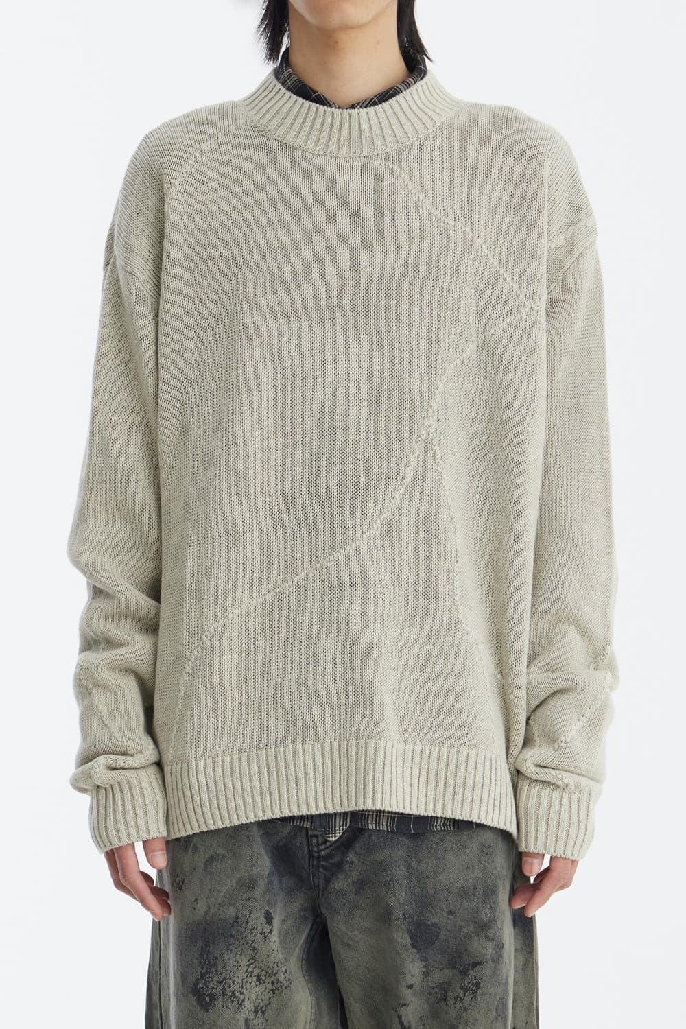Cracked Sweater - Green Grey L 상품이미지1