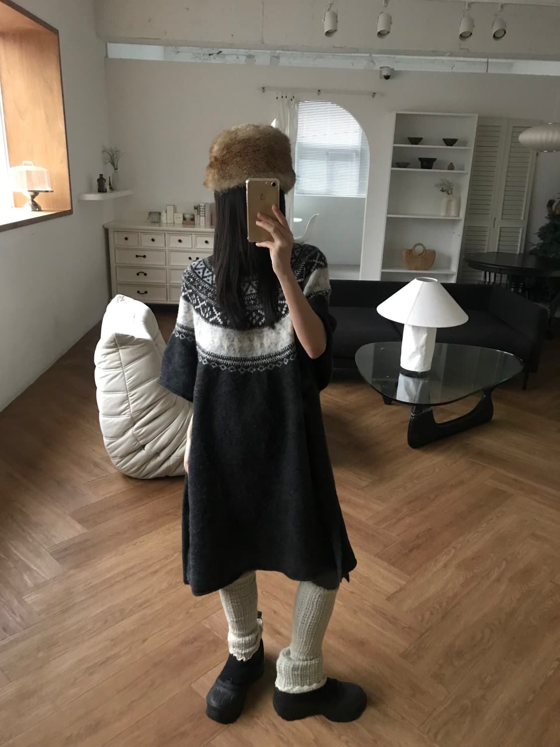 vintage pattern knit one-piece 상품이미지3