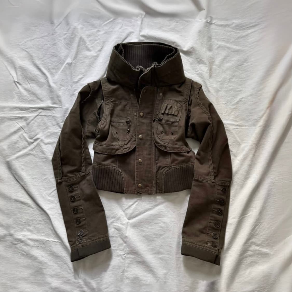 00's 해체주의 절개 하이넥 아카이브 3way 베스트 스터드 앤틱 자켓 상품이미지3