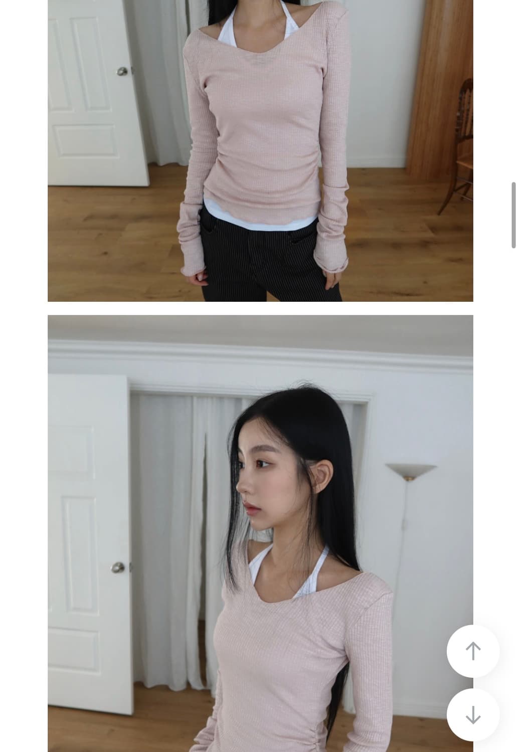 프롬뮤즈 키이라 브이넥 롱슬리브 핑크 상품이미지2