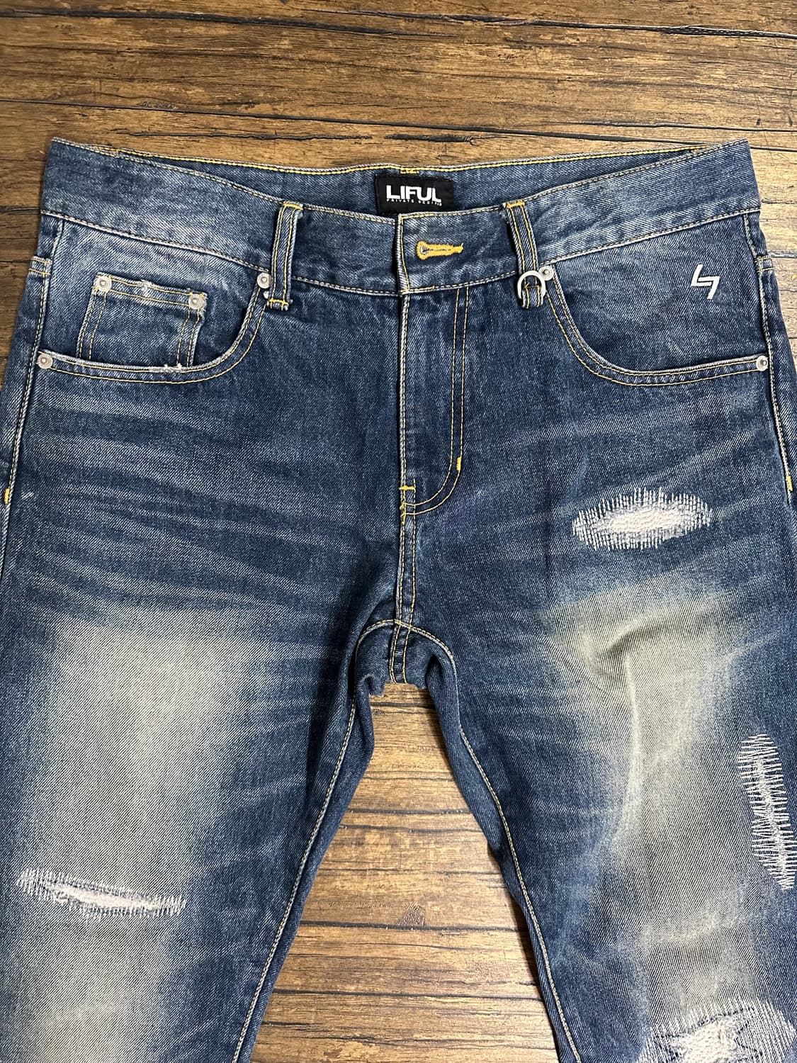 라이풀 LIFUL 디스트로이드 워싱 데님팬츠 슬림핏 청바지 32 상품이미지1