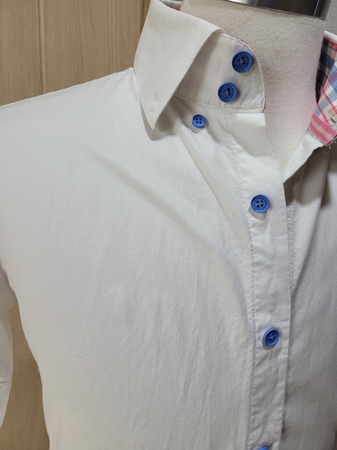 지이크 SIEG 남자 넥 투버튼 반팔 셔츠 100 화이트 상품이미지3