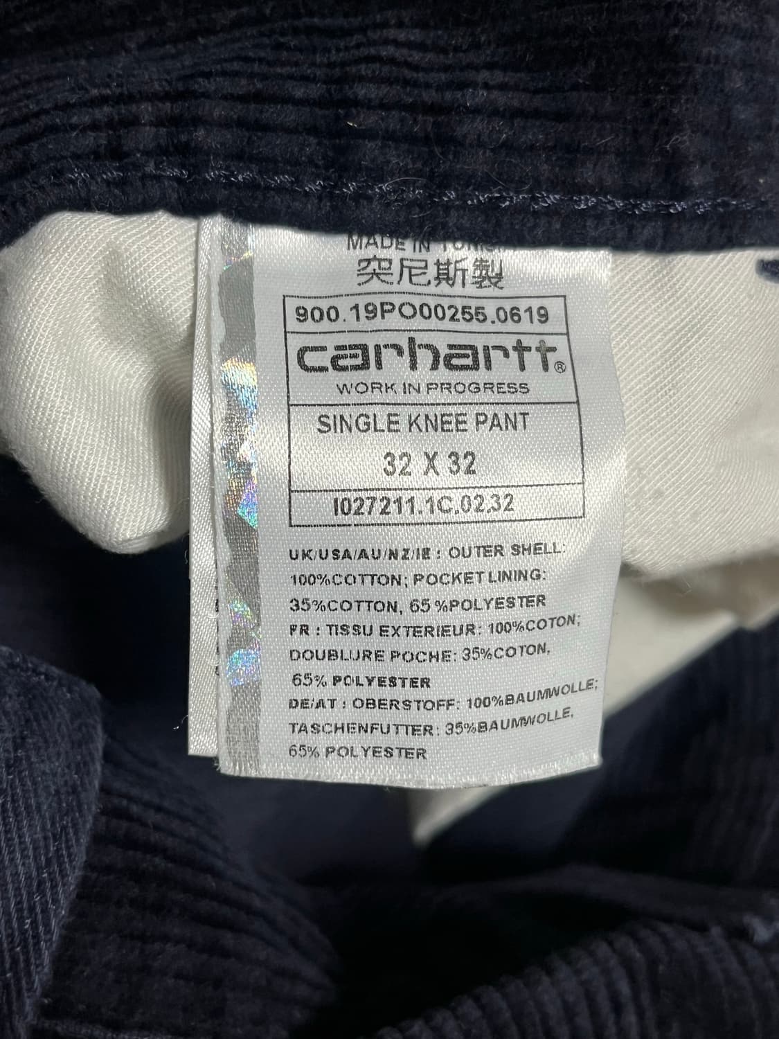 칼하트 WIP 코듀로이 카고팬츠 네이비 32 상품이미지7