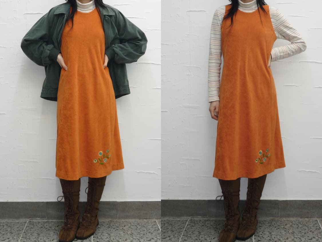 orange terry layerd dress 상품이미지2