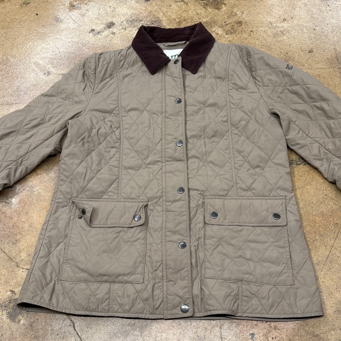 [정품/95] 헨리코튼 퀼팅 자켓 브라운 코듀로이 카라 b19 상품이미지3