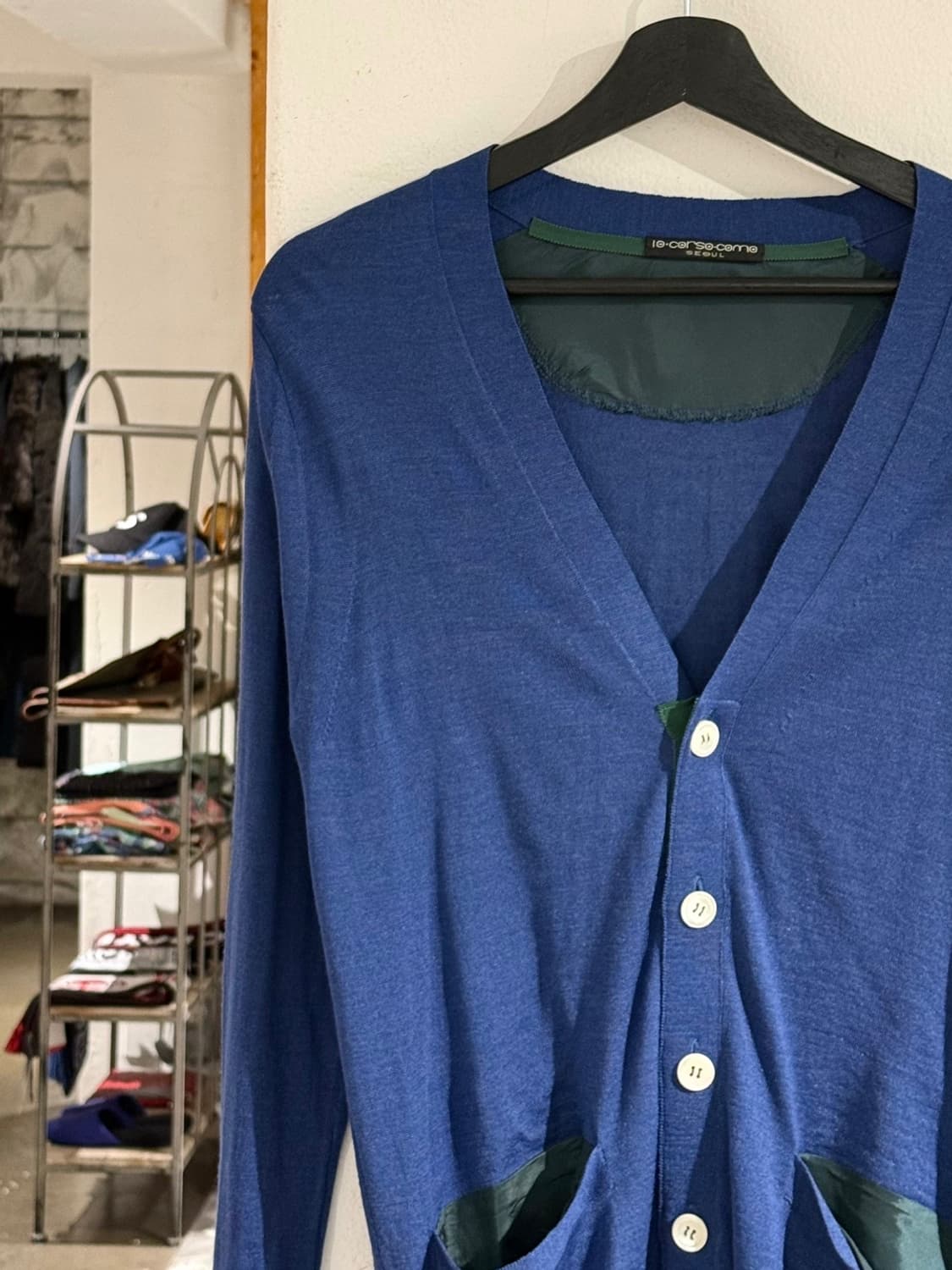 사카이 블루 울 캐시미어 실크 혼방 니트 가디건 상품이미지2