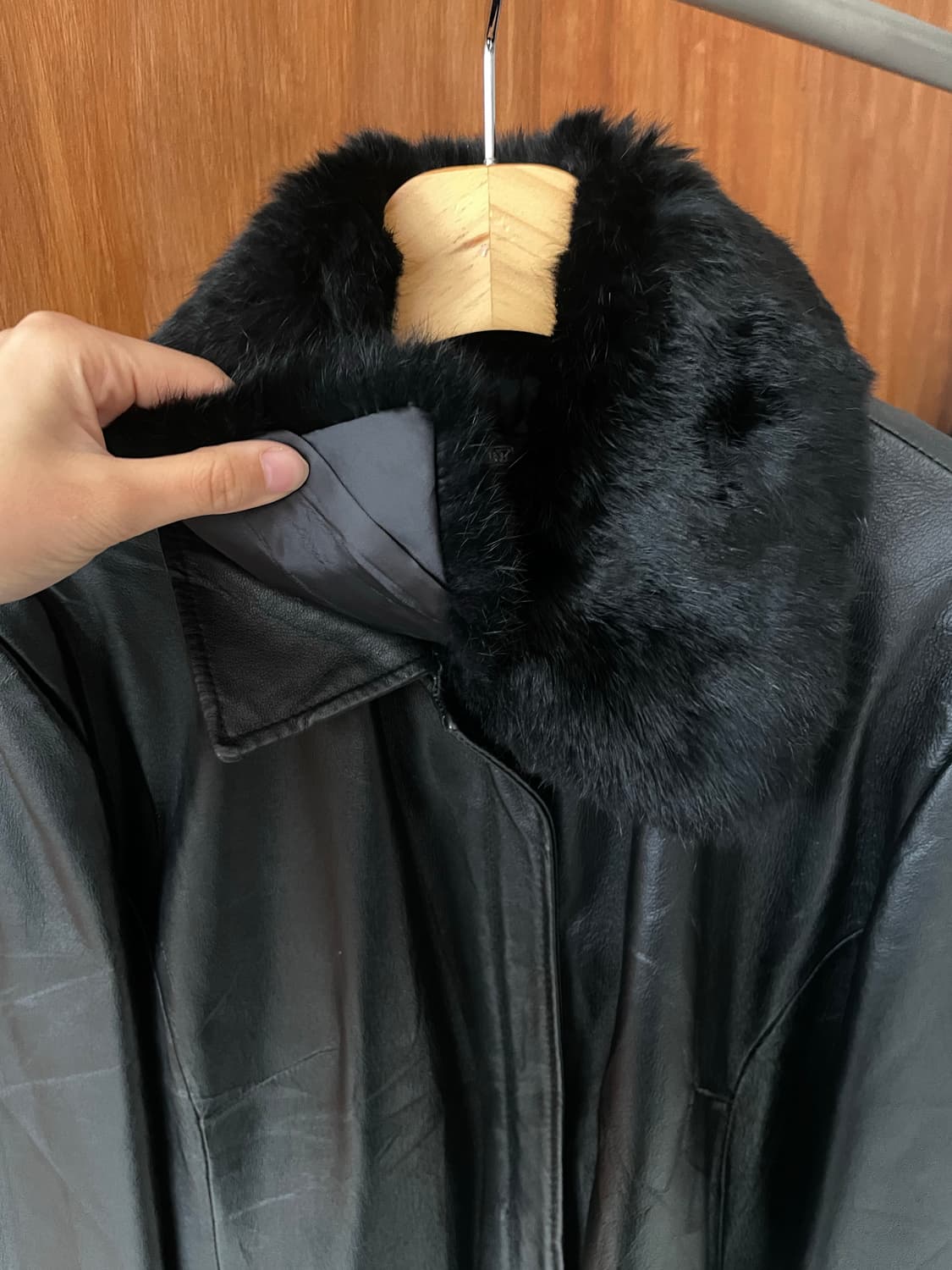 Pigskin fur callar leather jacket 상품이미지5