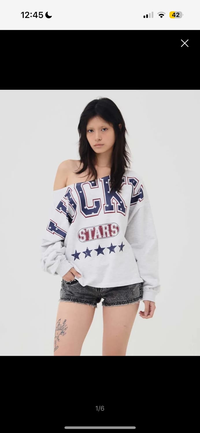 익스파이어드걸 럭키스타 스웻셔츠 오프숄더 상품이미지1