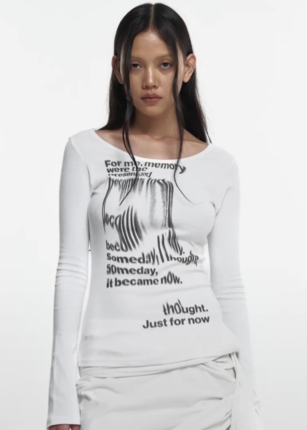 나체 슬림핏 롱 슬리브 화이트 상품이미지1