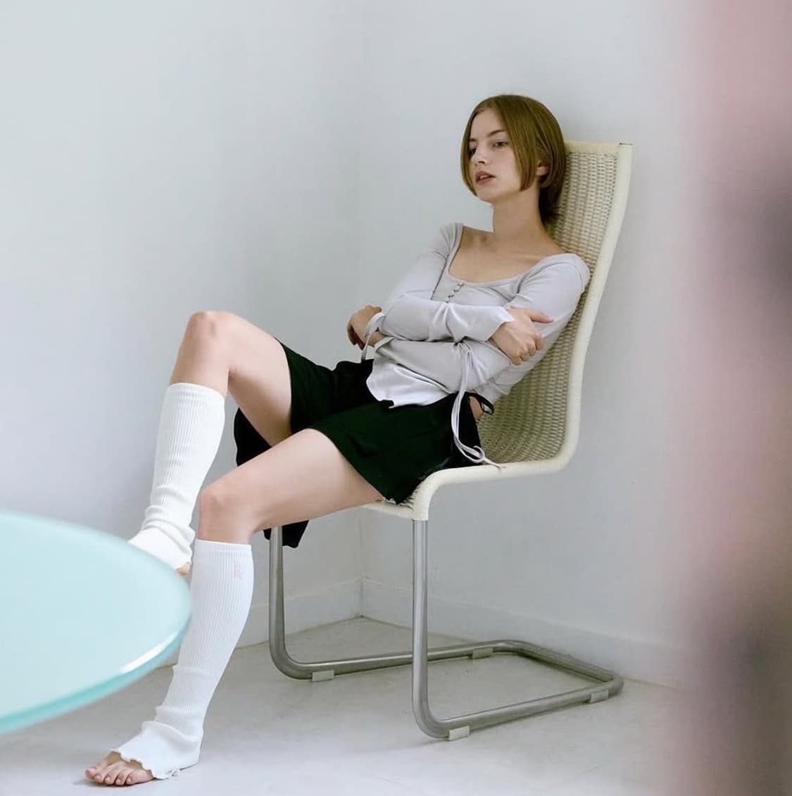 유영샵 스완 버튼 탑 라벤더 티셔츠 상품이미지3