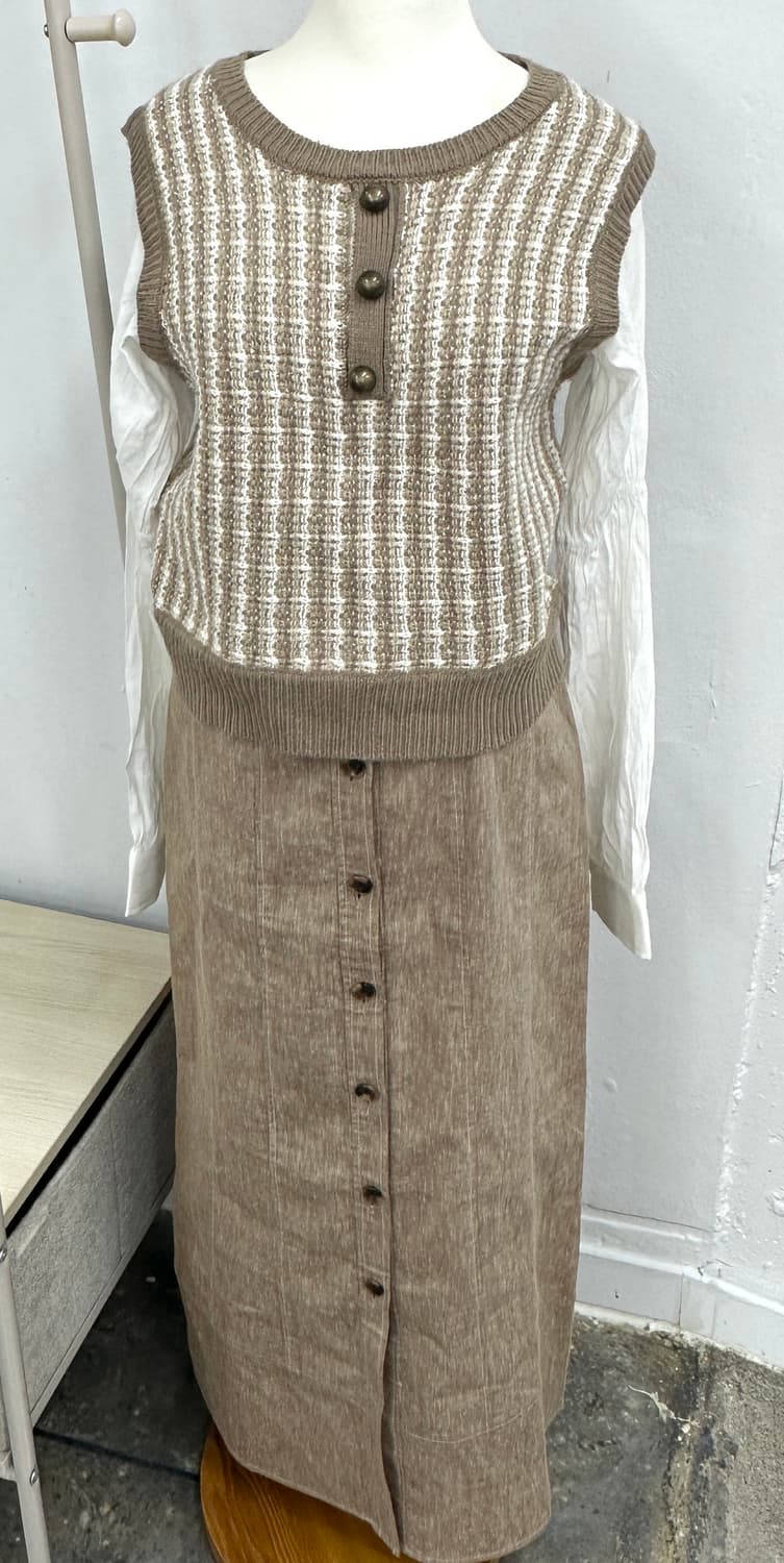 🥠쿠루미깔 베이지 코디세트 🥠 블라우스 롱스커트 라떼갸루 가을  상품이미지5