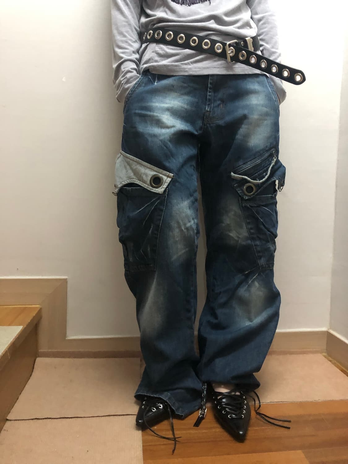 빈티지 데님 펑크 디테일 팬츠 상품이미지8