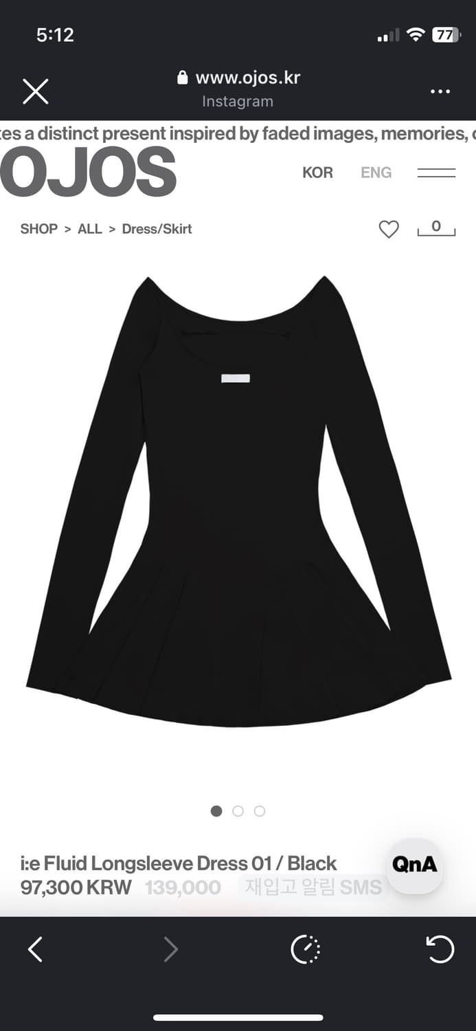 OJOS Fluid Longsleeve Dress 01 / Black 상품이미지1